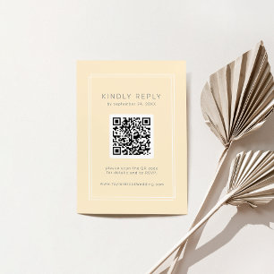 Cartão De Informações Casamento RSVP de Código QR Yellow Neutro Simples 