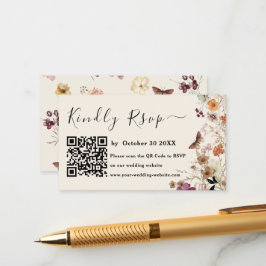 Cartão De Informações Casamento Rsvp Do Moderno Pastel Wildflower Qr Cod
