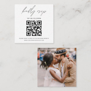 Cartão De Informações Casamento RSVP Minimalista de Código QR de Foto de