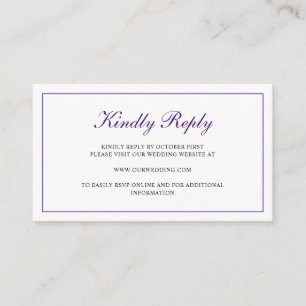 Cartão De Informações Casamento RSVP Online Roxo Elegante