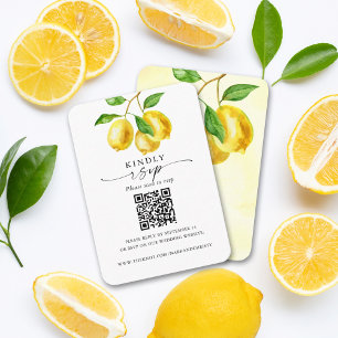 Cartão De Informações Casamento RSVP QR Code Lemon Citrus