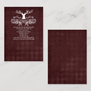 Cartão De Informações Casamento Russo Burgundy Antler Deer Woodland