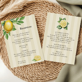 Cartão De Informações Casamento Russo de Citrinos Amarelo-Limão-Aquarela