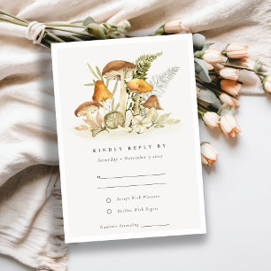 Cartão De Informações Casamento Rust Orange Mushroom Fern Fauna Rsvp