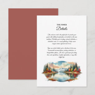 Cartão De Informações Casamento Rustic Autumn Lakeside Forest