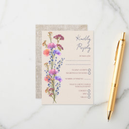 Cartão De Informações Casamento Rustic Beige Acrylic Floral RSVP