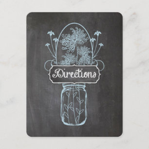Cartão De Informações Casamento Rustic Blue Mason Jar Chalkboard