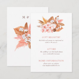 Cartão De Informações Casamento Rustic Boho Pampas Orchids Cotton Blush