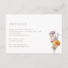 Cartão De Informações Casamento Rustic Fall Orange & Purple Wildflower