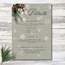Cartão De Informações Casamento Rustic Snowfall Pine & White Floral Sage