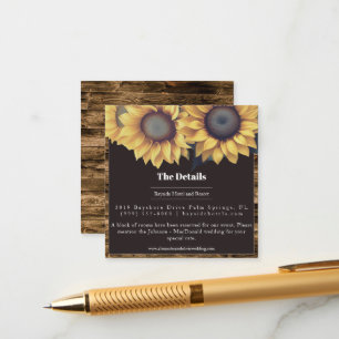Cartão De Informações Casamento Rustic Sunflower