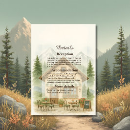 Cartão De Informações Casamento Rustic Watercolor Mountain Destino