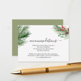 Cartão De Informações Casamento Rustic Winter Berry Pine Greenery