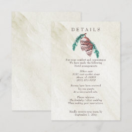 Cartão De Informações Casamento Rustic Winter Forest Pine Cone