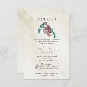 Cartão De Informações Casamento Rustic Winter Forest Pine Cone