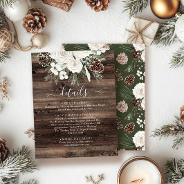 Cartão De Informações Casamento Rustic Winter Pine