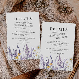 Cartão De Informações Casamento Rústico de Flores Silvestres Elegante e 