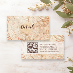 Cartão De Informações Casamento Rústico Detalhes de Textura de Madeira Q