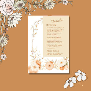 Cartão De Informações Casamento rústico Elegante Beige Floral