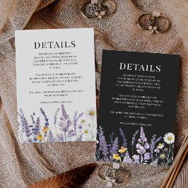 Cartão De Informações Casamento Rústico Elegante Flor Silvestre Preta