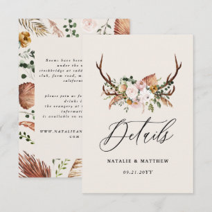 Cartão De Informações Casamento rústico elegante floral rosa terracota