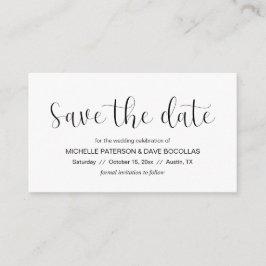 Cartão De Informações Casamento Salve a data design mínima, fonte preta