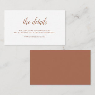 Cartão De Informações Casamento Simples Boho Burnt Orange Rust Terracott