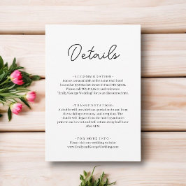 Cartão De Informações Casamento Simples Chic Negra E Branca Moderno Eleg