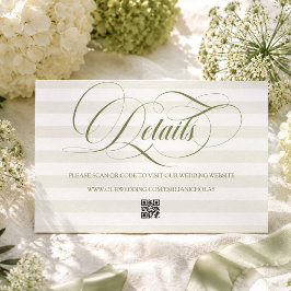 Cartão De Informações Casamento Simples com Listras Verdes
