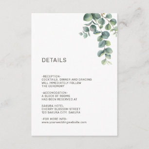 Cartão De Informações Casamento Simples de Folhagens com Aquarela