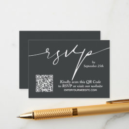 Cartão De Informações Casamento Simples e Elegante com Código QR