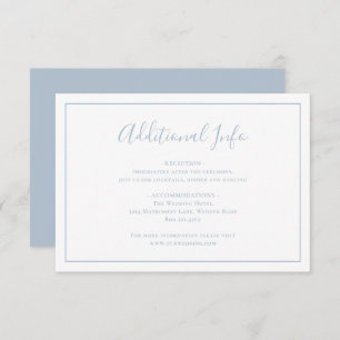 Cartão De Informações Casamento Simples e Tradicional de Azul Elegante