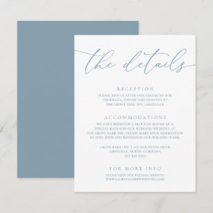 Cartão De Informações Casamento Simples Elegante Azul Empoeirado