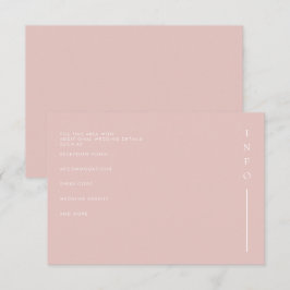 Cartão De Informações Casamento Simples Elegante Mínimo de Blush Moderno