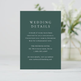 Cartão De Informações Casamento Simples Esmeralda Clássico