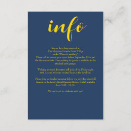 Cartão De Informações Casamento Simples Formal Azul Marinho e Dourado
