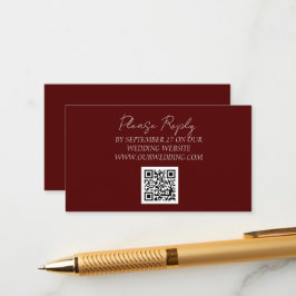 Cartão De Informações Casamento Simples Minimalista Elegante Borgonha 