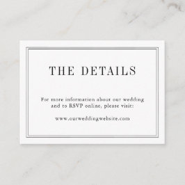 Cartão De Informações Casamento Simples Moderno Monograma Preto e Branco