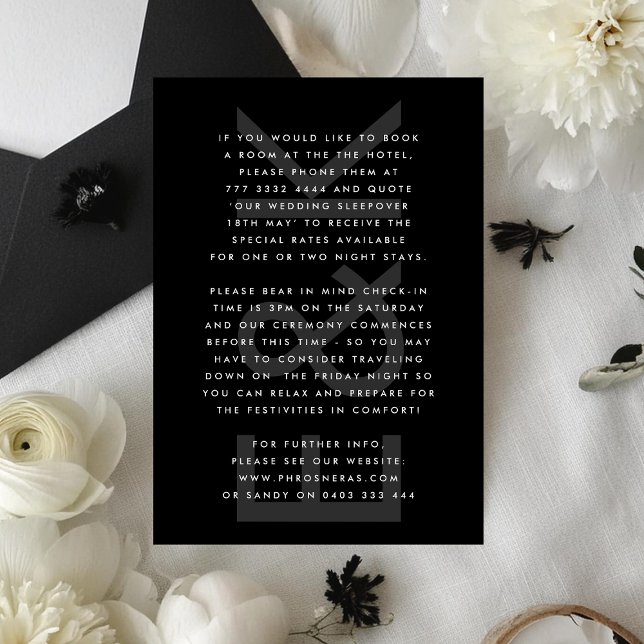 Cartão De Informações Casamento Simples Monograma Grande Ultra Moderno (Criador carregado)