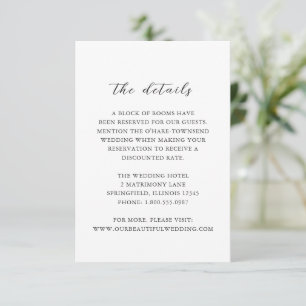 Cartão De Informações Casamento Simples Preto e Branco Limpo