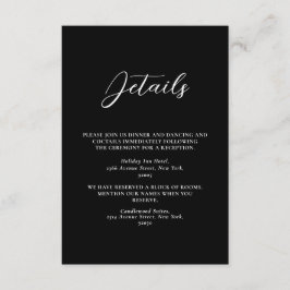 Cartão De Informações Casamento Simples Preto e Branco Minimalista