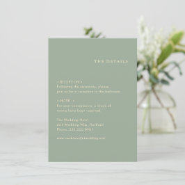 Cartão De Informações Casamento Simples Verde Sage Moderno