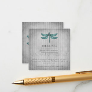 Cartão De Informações Casamento Teal Jeweled Dragonfly