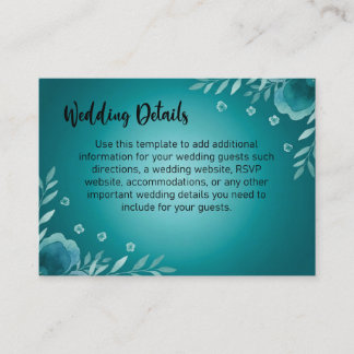 Cartão De Informações Casamento Teal Whisper Blooms