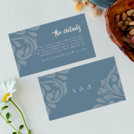 Cartão De Informações Casamento tema damasco Clássico Elegante de Cinza