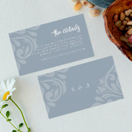 Cartão De Informações Casamento tema damasco Clássico Elegante de Cinza