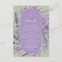 Cartão De Informações Casamento Temático de Lavanda e Salvia da Provença