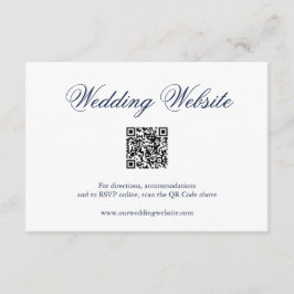 Cartão De Informações Casamento Tradicional Código QR Azul-Marinho Forma