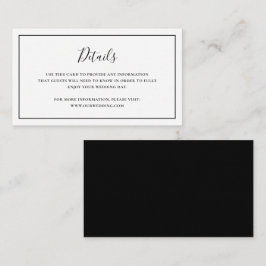 Cartão De Informações Casamento Tradicional Preto e Branco Elegante