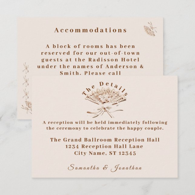 Cartão De Informações Casamento Tradicional Vitoriano (Frente/Verso)